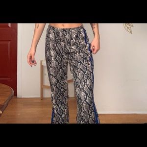 Snakeskin flare pants